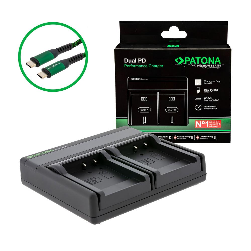 Carregador PATONA Premium Dual PD de alto desempenho para Sanyo DB‑L40A com entrada e saída USB‑C