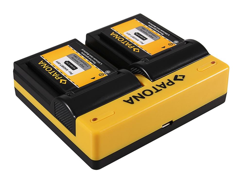 Carregador duplo PATONA para GoPro AHDBT-001 HD Hero 1, 2, Helmet Hero HD com Micro‑USB Carregador duplo PATONA para GoPro AHDBT-001 HD Hero 1, 2, Helmet Hero HD com Micro‑USB