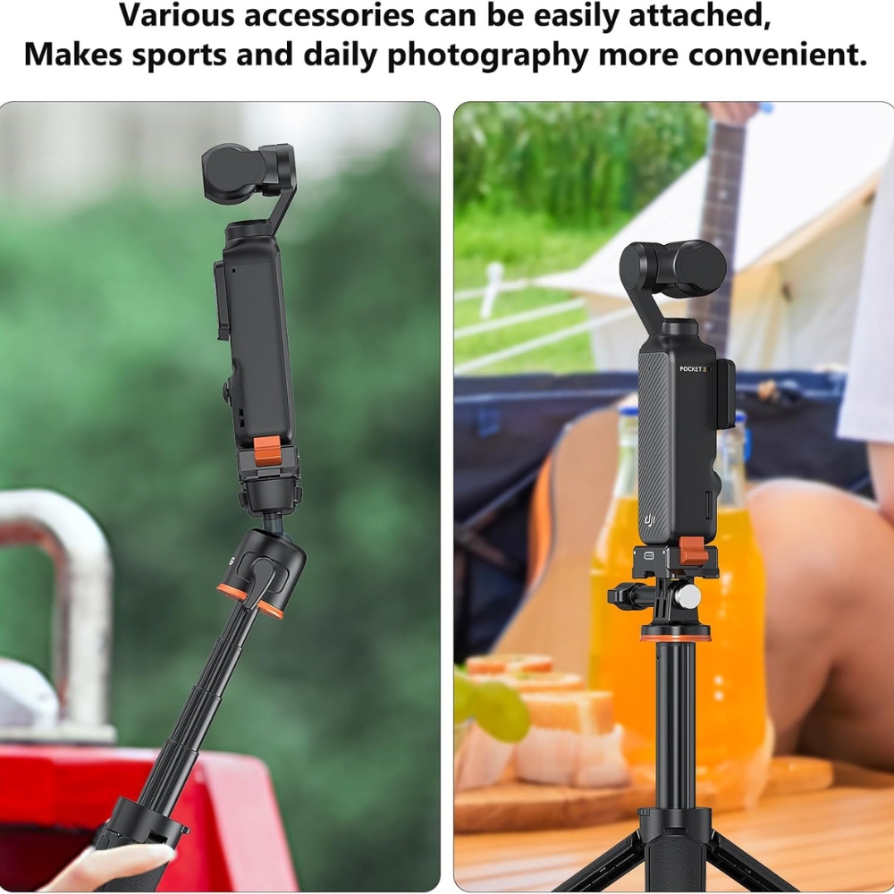 Adaptador para DJI Osmo Pocket 3 - Base metálica 4 em 1 com rosca Type-C de 1/4 de polegada Adaptador para DJI Osmo Pocket 3 - Base metálica 4 em 1 com rosca Type-C de 1/4 de polegada