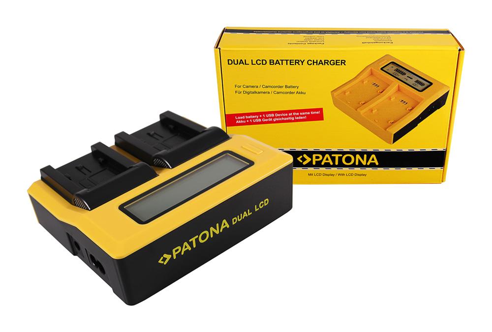 PATONA Cargador Dual LCD USB para Panasonic VBK 180 VBK 360 H H100 H101 H95 HC HCV700 HC‑V700