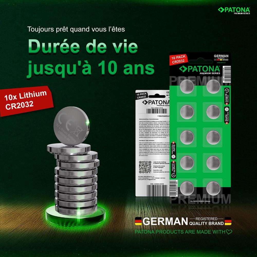 PATONA Premium 10 sztuk 3V CR2032 Bateria guzikowa PATONA Premium 10 sztuk 3V CR2032 Bateria guzikowa