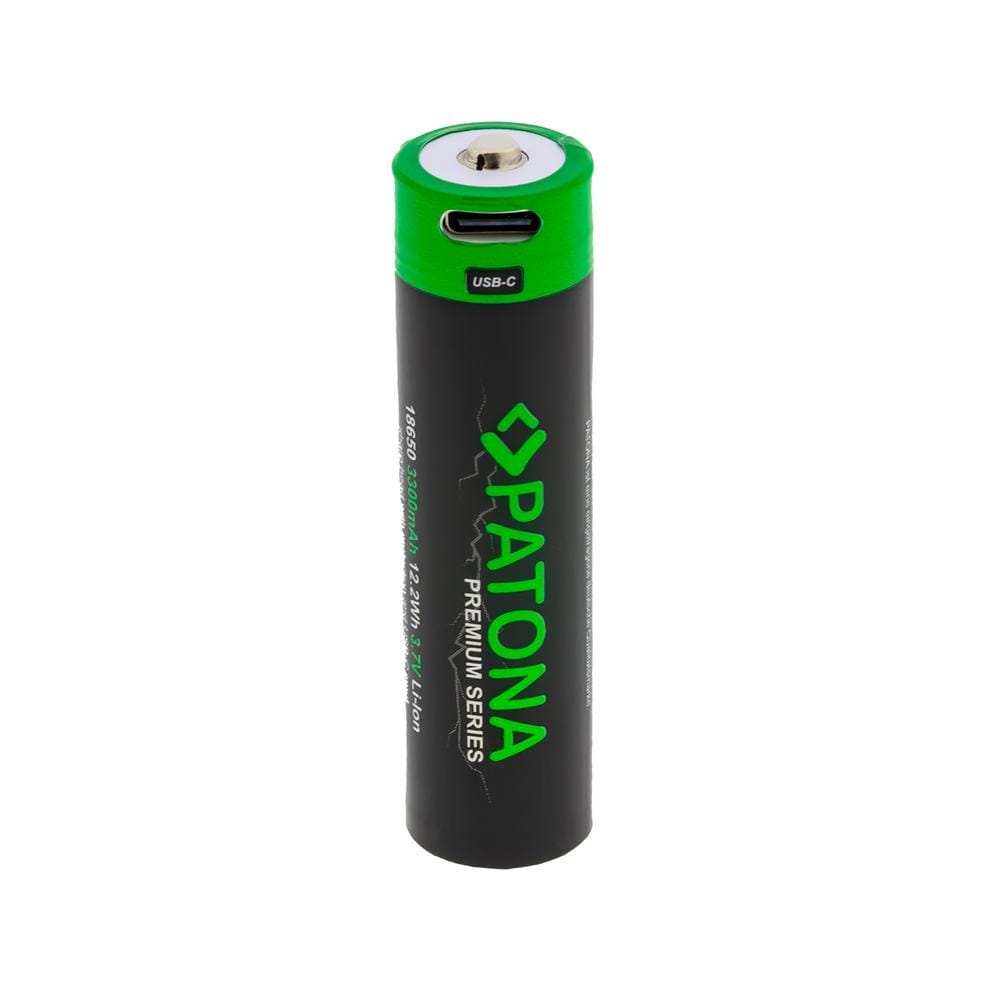 PATONA Premium 18650 Li‑Ion batteria con ingresso USB‑C 3,7 V 3300 mAh