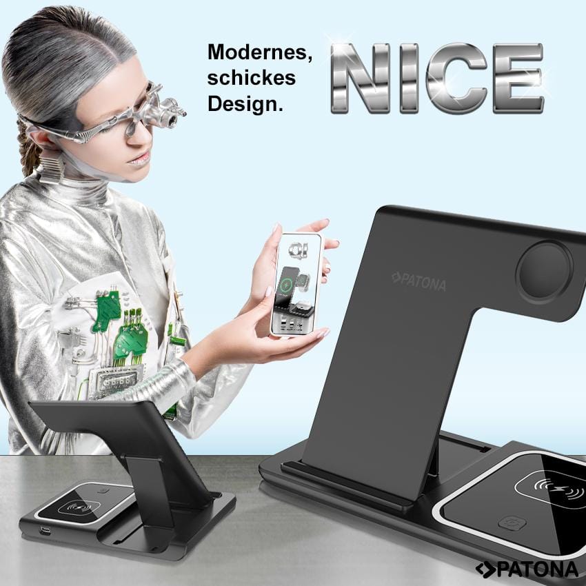 PATONA 3in1 QI Caricatore Wireless per Smartphone, iPhone, Watch e AirPods PATONA 3in1 QI Caricatore Wireless per Smartphone, iPhone, Watch e AirPods