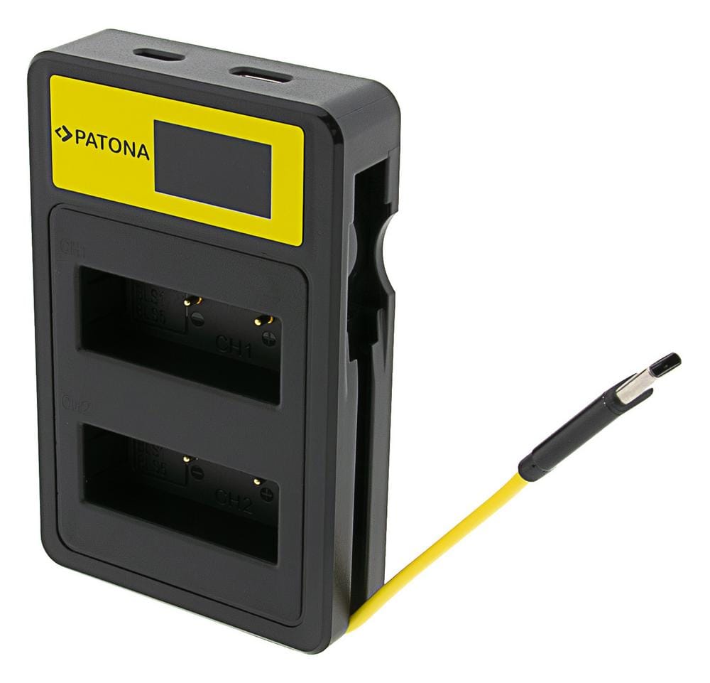 PATONA Smart Dual LCD USB Caricatore per batterie Olympus PS-BLS1 PS-BLS5 Fuji NP-140 FinePix S100FS S205EXR