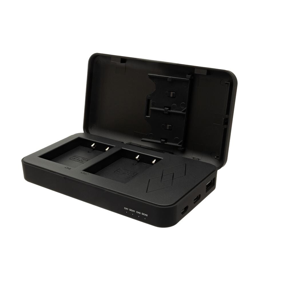 Carregador Dual PATONA para Fuji NP-W126 FinePix com função Powerbank e armazenamento de cartões de memória