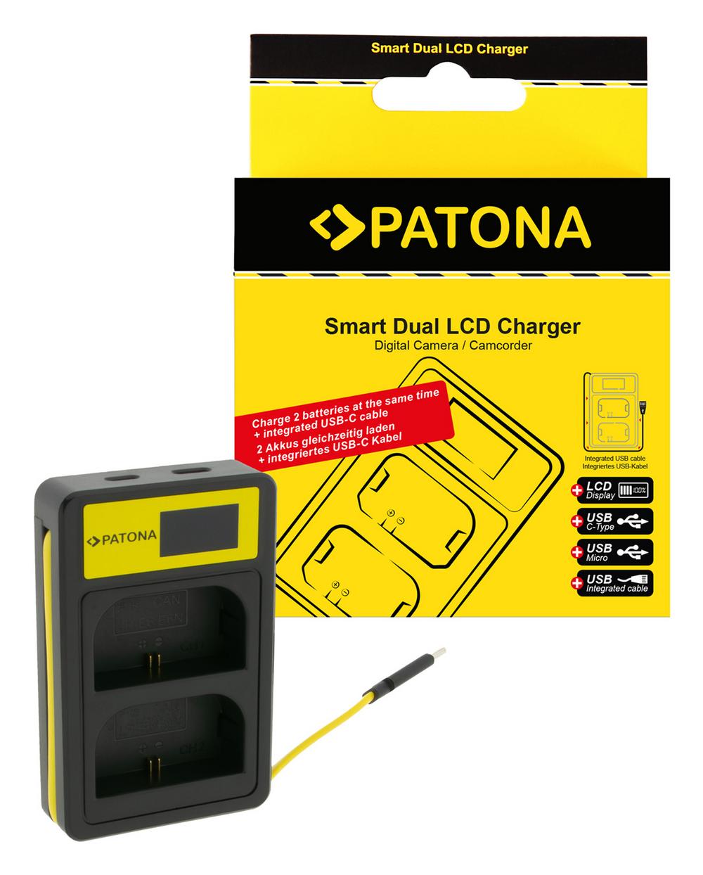 Chargeur USB à double LCD intelligent PATONA pour batteries Canon LP‑E6 EOS 5D 60D 60Da 6D 7D EOS70D EOS‑70D