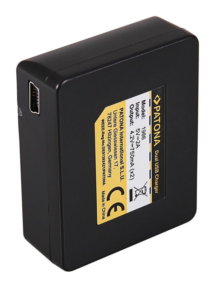 PATONA Caricatore USB Dual per GoPro Hero 3 AHDBT-301 con cavo Micro-USB PATONA Caricatore USB Dual per GoPro Hero 3 AHDBT-301 con cavo Micro-USB