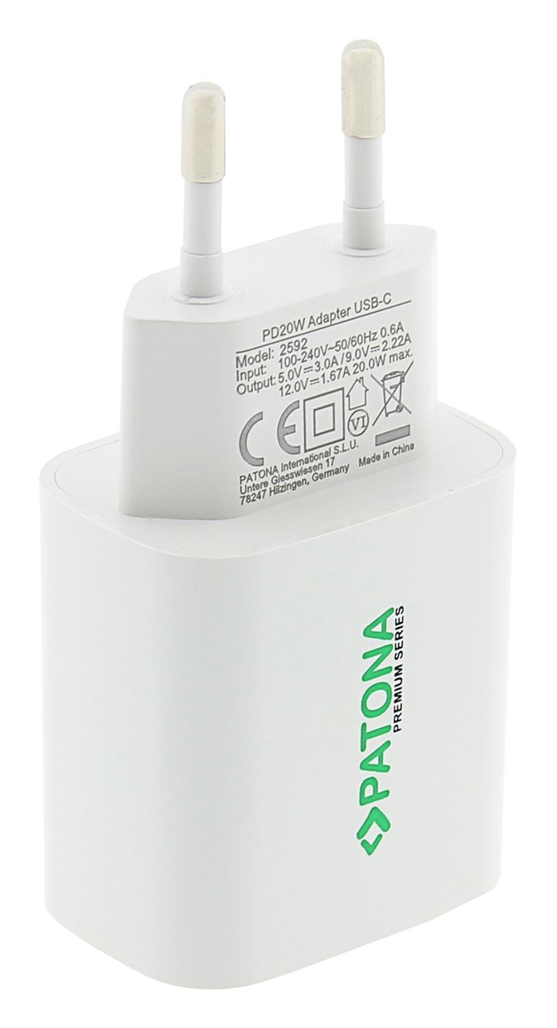 PATONA Premium ADAPATORE PD20W 5V 3A 9V 2.22A 12V 1.67A USB-C PD3.0 QC3.0 bianco PATONA Premium ADAPATORE PD20W 5V 3A 9V 2.22A 12V 1.67A USB-C PD3.0 QC3.0 bianco