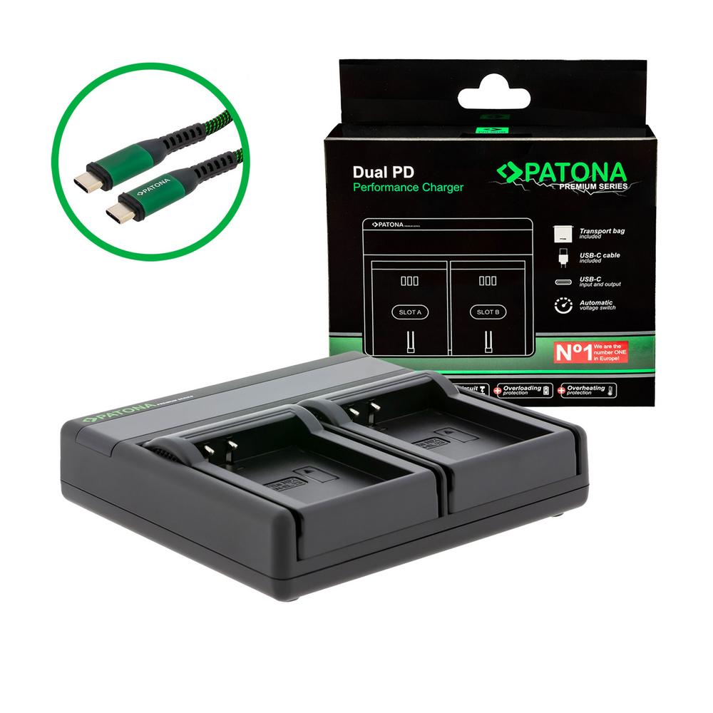Carregador PATONA Premium Dual PD de alto desempenho para Nikon EN-EL23 com entrada/saída USB‑C Carregador PATONA Premium Dual PD de alto desempenho para Nikon EN-EL23 com entrada/saída USB‑C