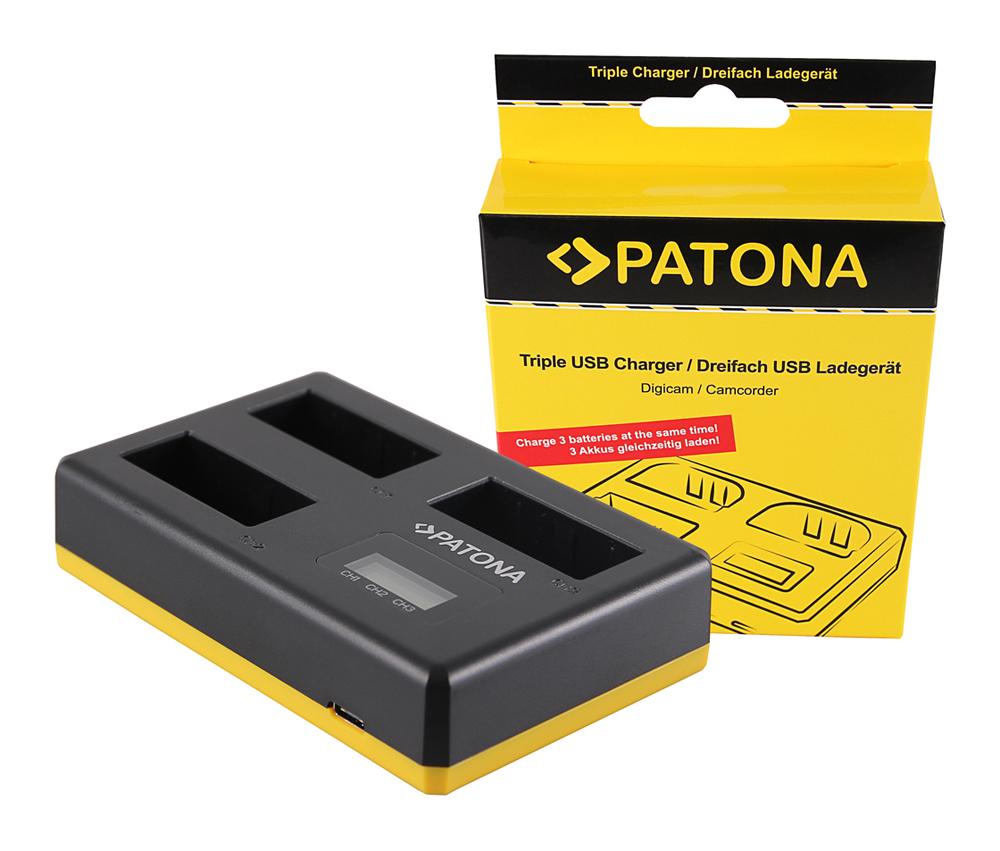 PATONA chargeur USB triple pour Canon LP-E8 EOS-450D EOS-550 EOS Rebel T2i