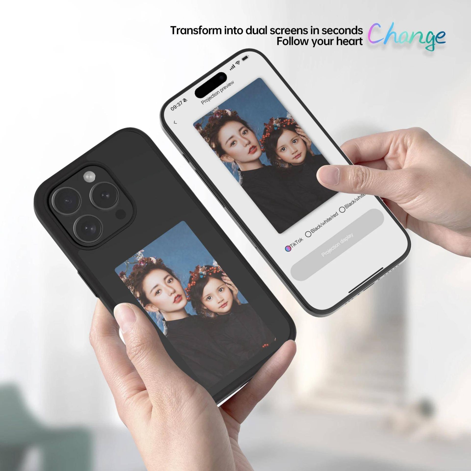 iPhone 15I16 Series protective case with NFC-based display for image display