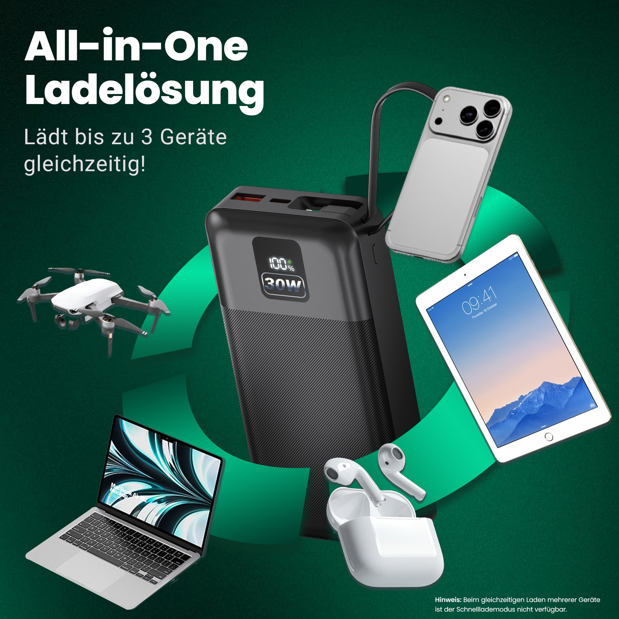 Batería externa PATONA Premium Stark 6.0 PD 30 W 20.000 mAh con cable USB-C integrado