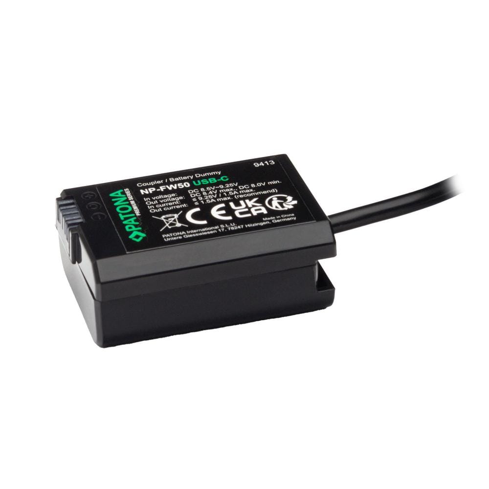 PATONA Premium Adattatore per Batteria con Input USB‑C per Sony NP‑FW50, NEX‑3, NEX‑3C e NEX‑5 PATONA Premium Adattatore per Batteria con Input USB‑C per Sony NP‑FW50, NEX‑3, NEX‑3C e NEX‑5