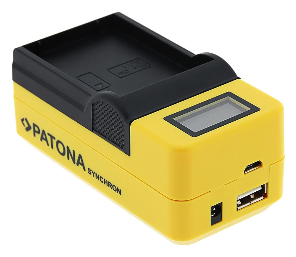PATONA Caricabatterie USB Sincrono per Olympus OM-1 BLX-1 con display LCD