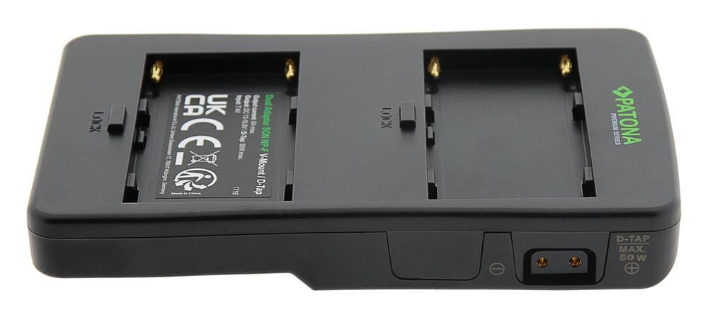 Adaptador V‑Mount Premium PATONA para 2 baterías Sony NP‑F en conector V‑Mount