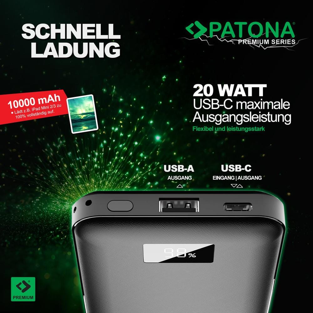 PATONA Premium Powerbank Stark 3.0 PD20W 10,000 mAh for Smartphones, Digital Cameras, Headsets and More