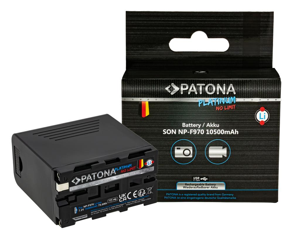PATONA Platinum Battery with PD 36W USB‑C In/Out for Sony NP‑F970/F960/F950 USB‑A 5V/2A