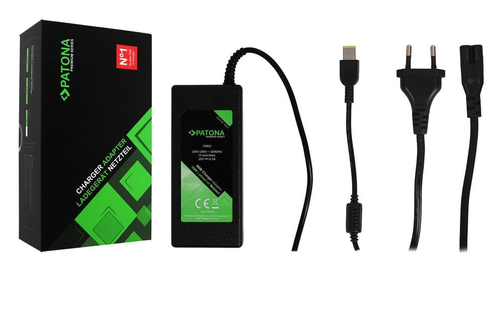 PATONA Chargeur Premium 20V 4,5A 90W Square Tip pour Lenovo ThinkPad T470P T460P T440P X1 Carbon