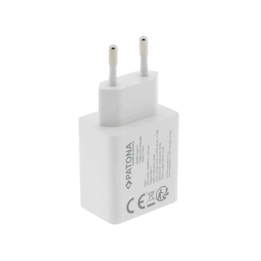 PATONA Premium GaN 35W Adattatore bianco con 1x USB‑C e 1x USB‑A, PD3.0 e QC3.0 PATONA Premium GaN 35W Adattatore bianco con 1x USB‑C e 1x USB‑A, PD3.0 e QC3.0