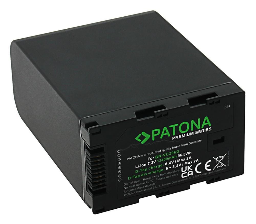 PATONA Bateria Premium BN-VC296G para JVC GY‑HC500 GY‑HC550 D‑Tap com células LG de alta qualidade