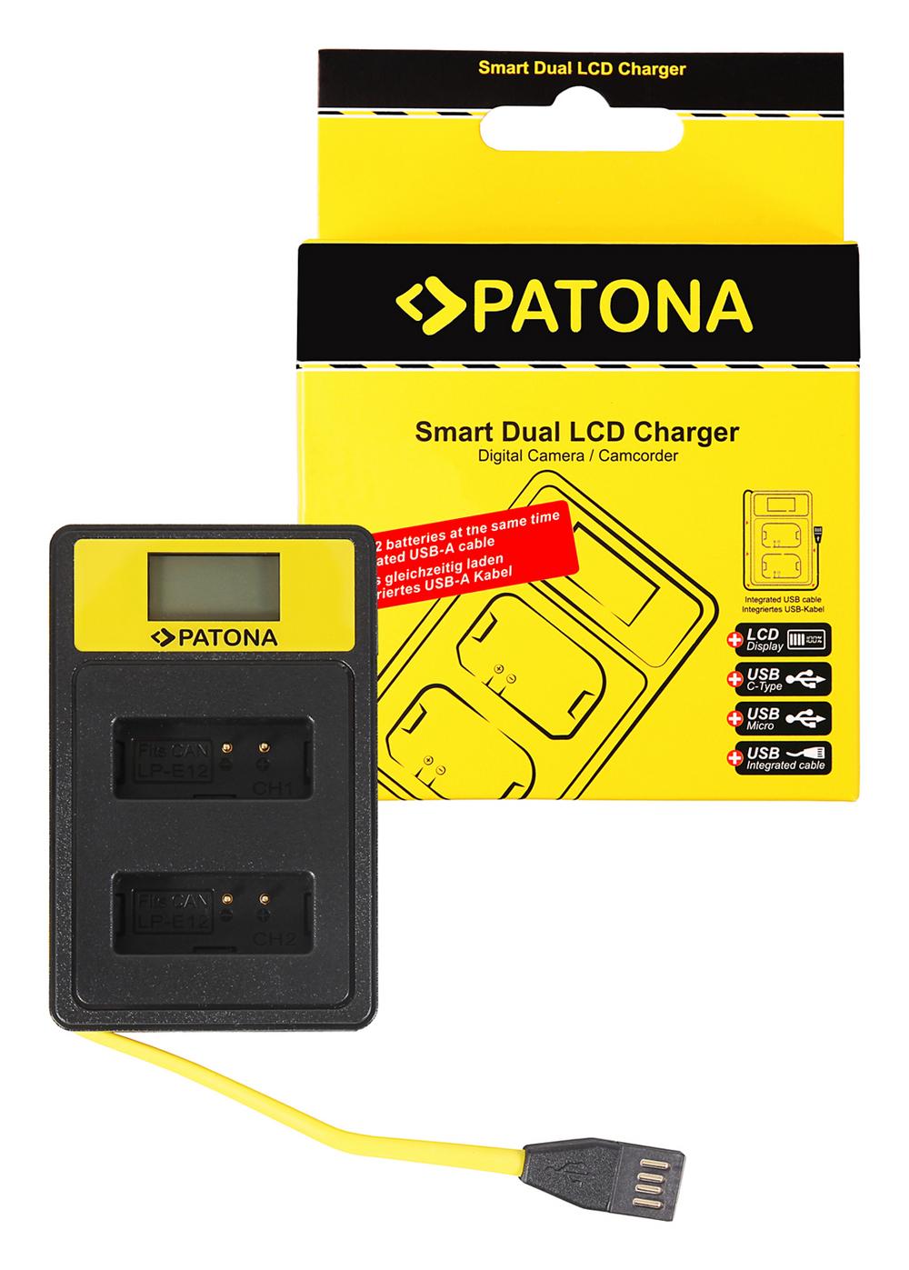 PATONA Smart Dual LCD USB Charger for Canon LP‑E12 LPE12 EOS M PATONA Smart Dual LCD USB Charger for Canon LP‑E12 LPE12 EOS M