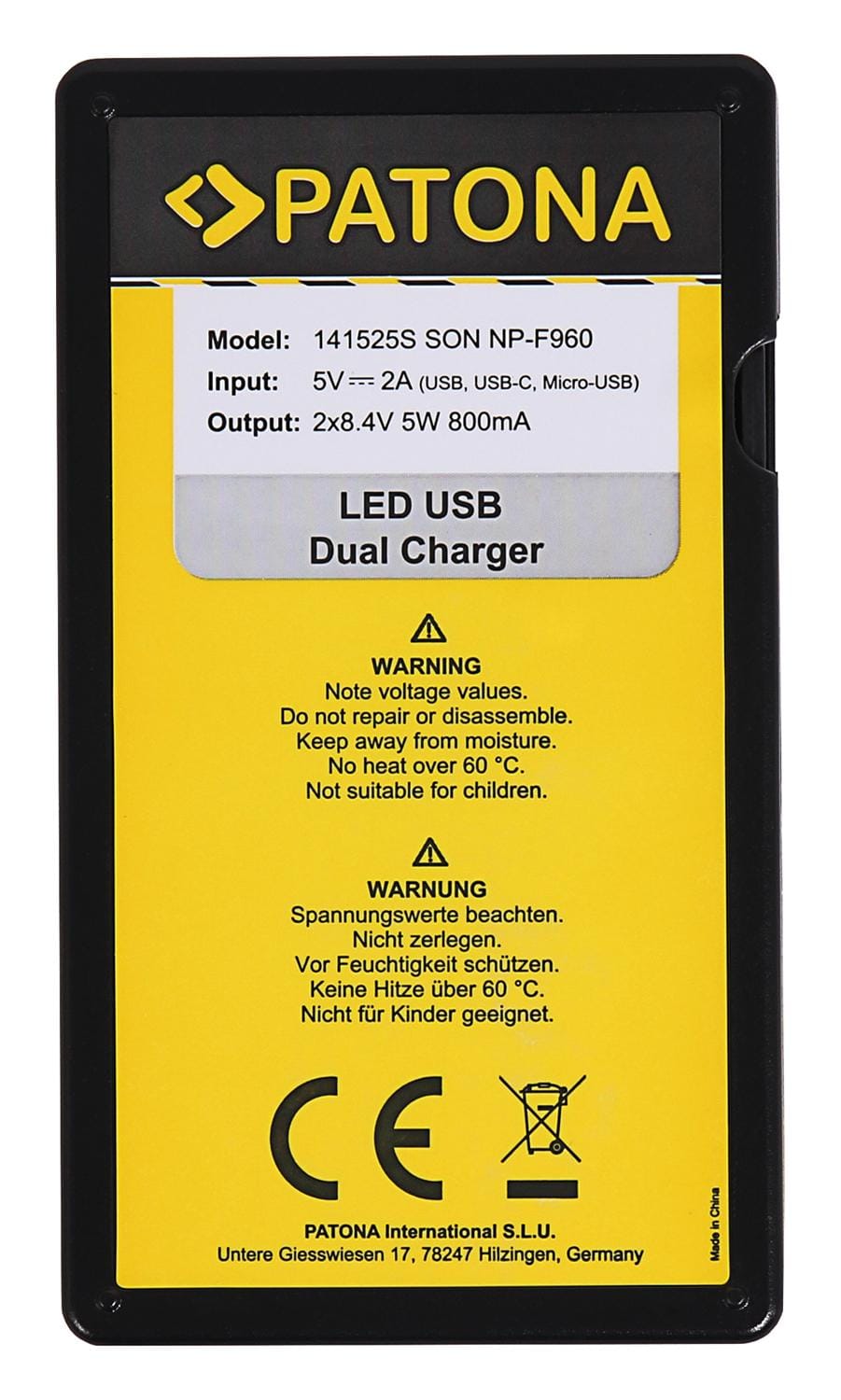 Cargador USB Dual LED PATONA para baterías Sony NP-FM50 NP-F550 NP-F750 NP-F970 Cargador USB Dual LED PATONA para baterías Sony NP-FM50 NP-F550 NP-F750 NP-F970