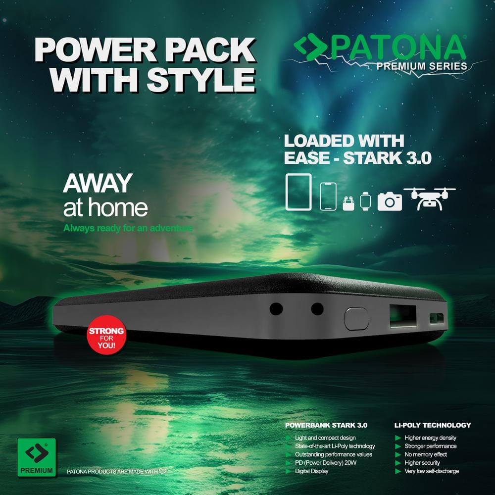 PATONA Premium Powerbank Stark 3.0 PD20W 10,000 mAh for Smartphones, Digital Cameras, Headsets and More