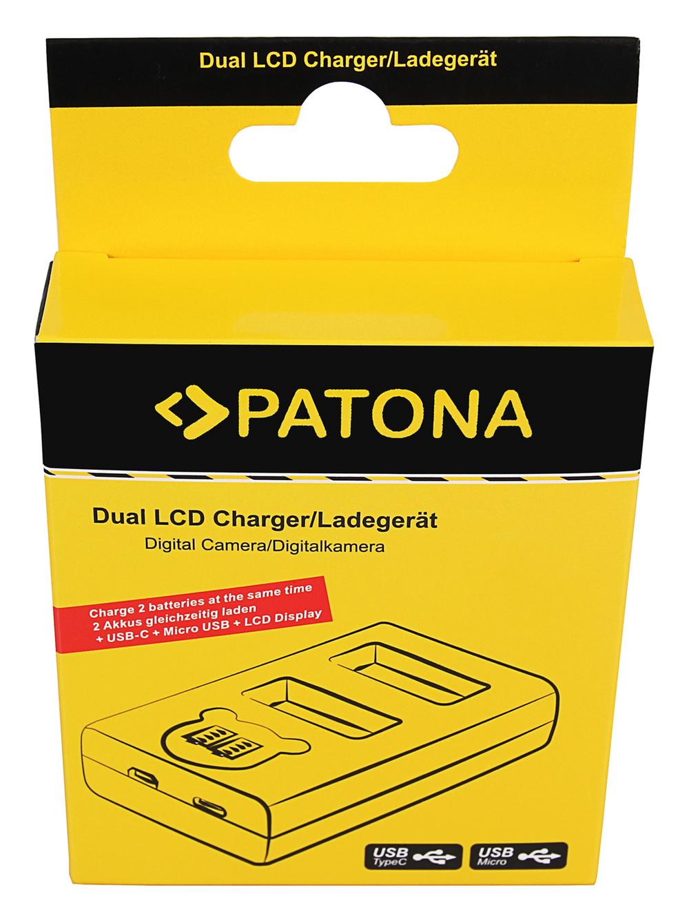 Caricabatterie Duale LCD USB PATONA per Olympus OM-1 BLX-1 Caricabatterie Duale LCD USB PATONA per Olympus OM-1 BLX-1