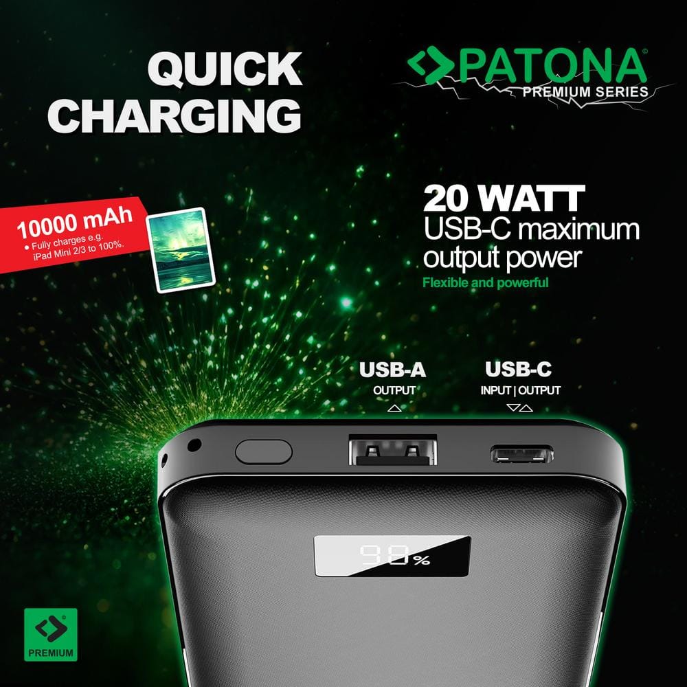 PATONA Premium Powerbank Stark 3.0 PD20W 10,000 mAh for Smartphones, Digital Cameras, Headsets and More