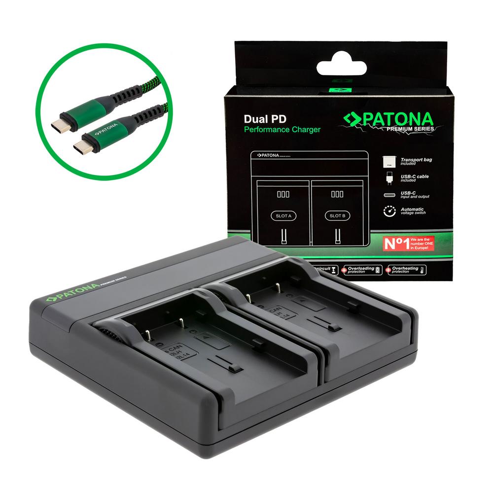 Ładowarka PATONA Premium Dual PD Performance do Canon NB-2L z wejściem/wyjściem USB‑C Ładowarka PATONA Premium Dual PD Performance do Canon NB-2L z wejściem/wyjściem USB‑C