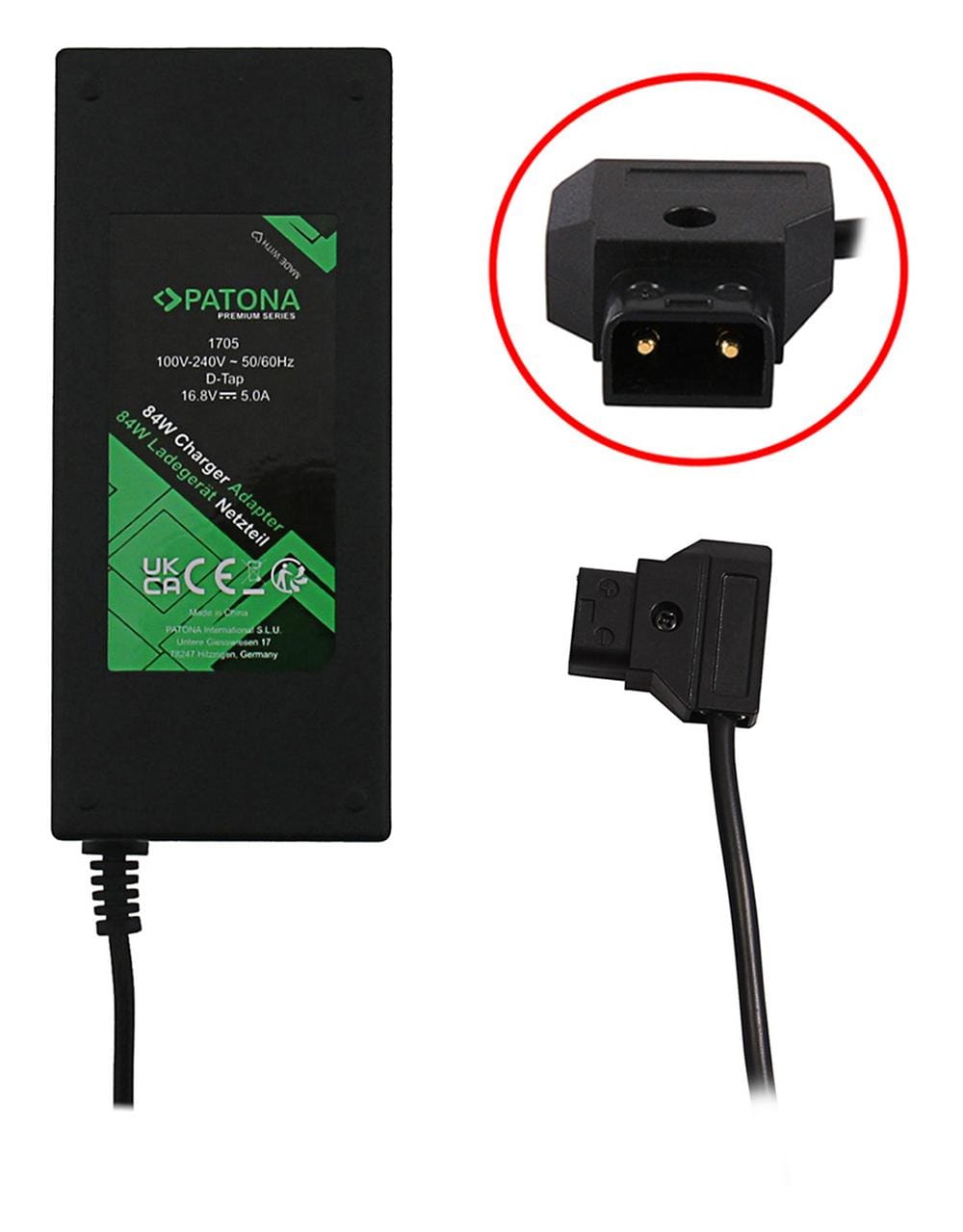 PATONA Premium 5A D‑Tap Charger V‑Mount – compatible with Sony BP‑95W, BP‑190WS, DSR‑250P/600P/650P/652P