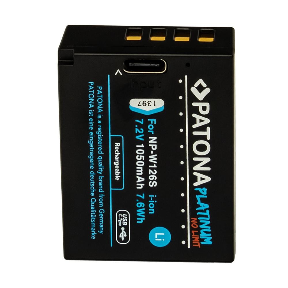 PATONA Platinum Battery with USB‑C Input for Fuji NP‑W126S FUJIFILM X‑H1 FUJIFILM X‑Pro3 FUJIFILM X‑T100