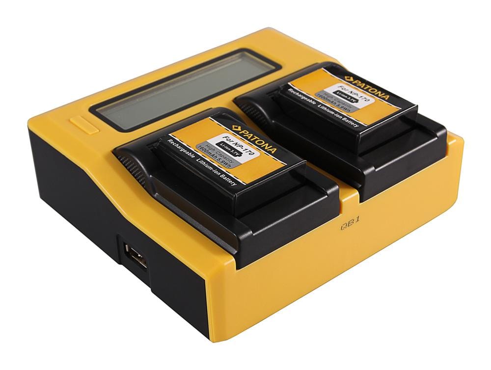 Cargador USB Dual LCD PATONA para Aiptek Ordro NP-170 084-07042L-062 AHD 2 AHD H23 CB-170 Ordro