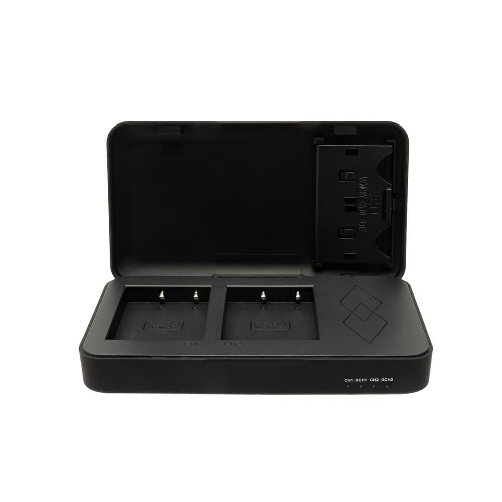 Carregador Dual PATONA para Fuji NP-W126 FinePix com função Powerbank e armazenamento de cartões de memória