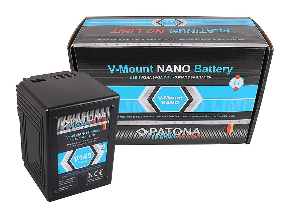 PATONA Platinum Nano V145 V‑Mount 142 Wh for Sony DSR 600P 650P 652P HDW 800P PDW 850 BP‑150W RED ARRI