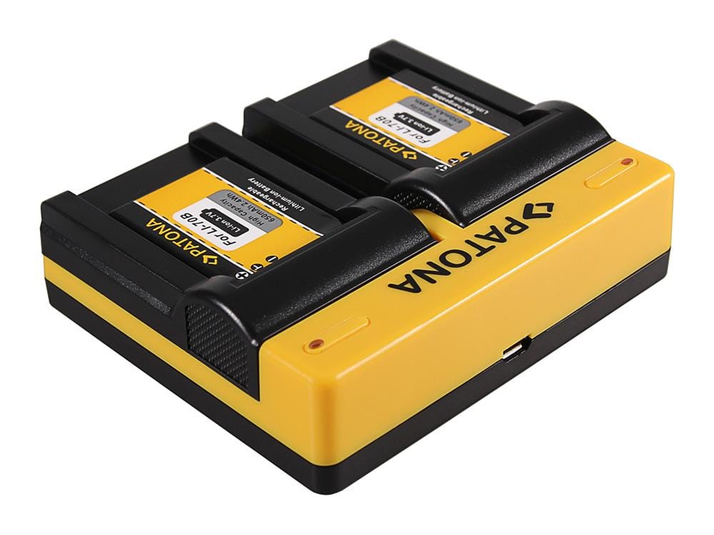 Caricabatterie Duale PATONA per Olympus Li-70B FE FE4020 FE 4020 FE4040 FE 4040 FE5040 FE 5040 con cavo Micro‑USB