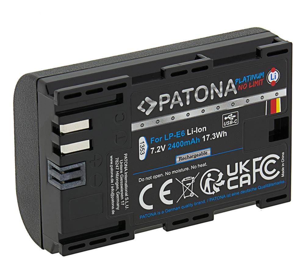 PATONA Platinum batería con entrada USB-C para Canon LP-E6 LPE6 EOS 60D 70D 5D 6D 7D Mark III