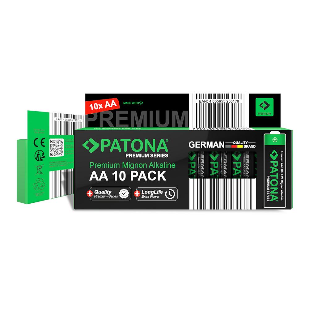 PATONA Premium 10 unidades de baterías alcalinas AA Mignon LR06