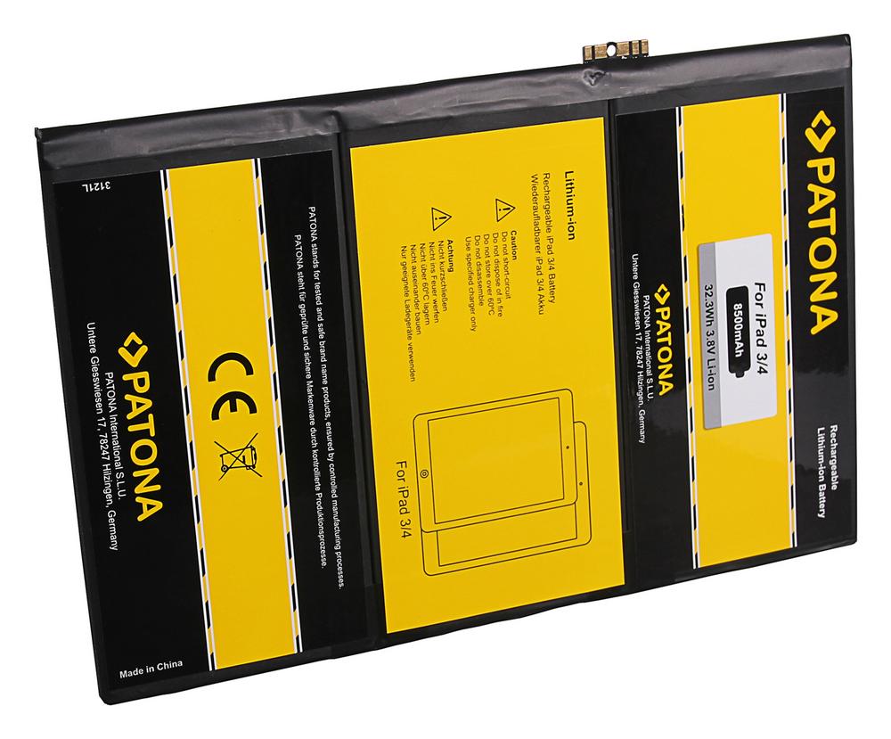 PATONA bateria para Apple iPad 3 e iPad 4 – com células de marca testadas individualmente PATONA bateria para Apple iPad 3 e iPad 4 – com células de marca testadas individualmente