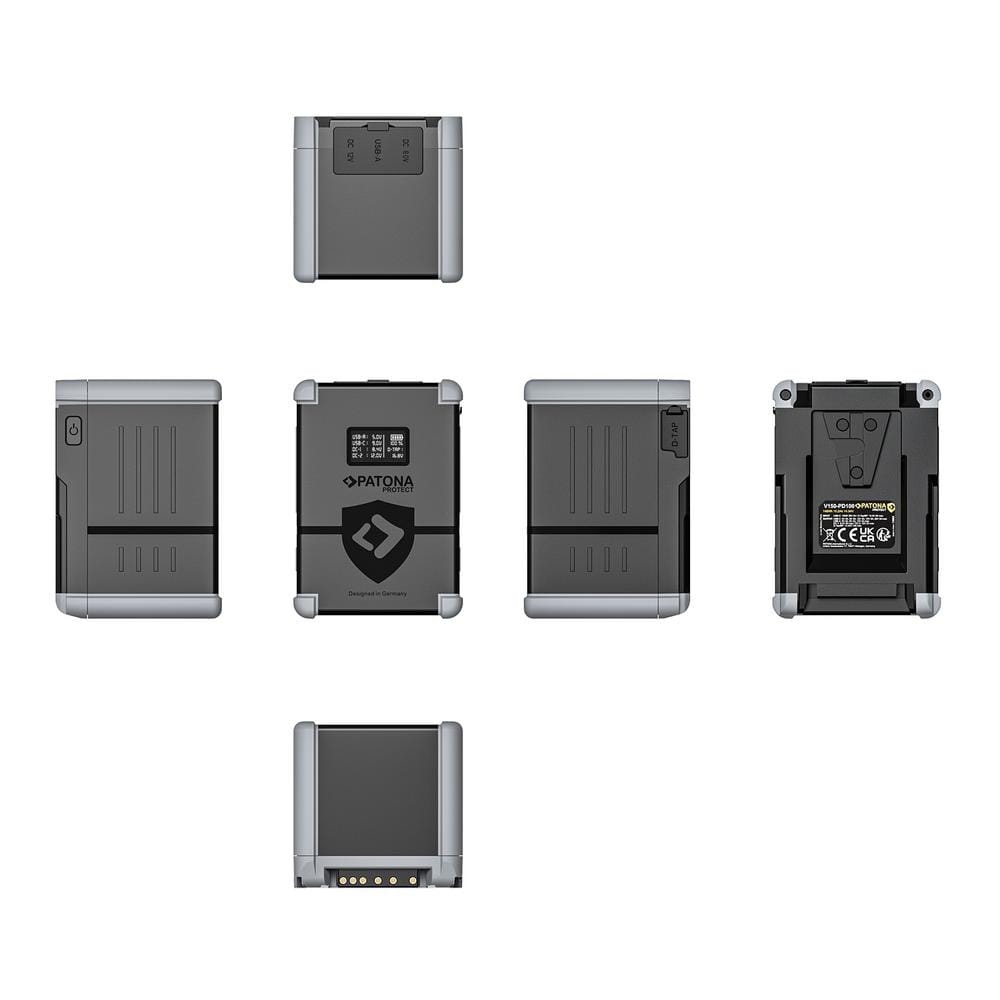 PATONA PROTECT V‑Mount Battery V150‑PD100 148 Wh USB‑C USB‑A D‑Tap 2 x DC‑out for DSLR Cameras, Camcorders, Monitors, Smartphones, Wireless Video Transmitters, Tablets, LED Lights