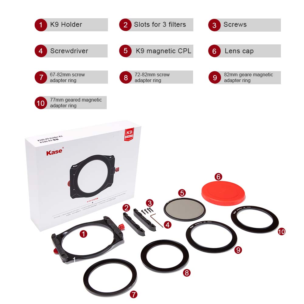 K100 K9 Filter Holder Set incl. CPL Polarizing Filter for 100mm Filters