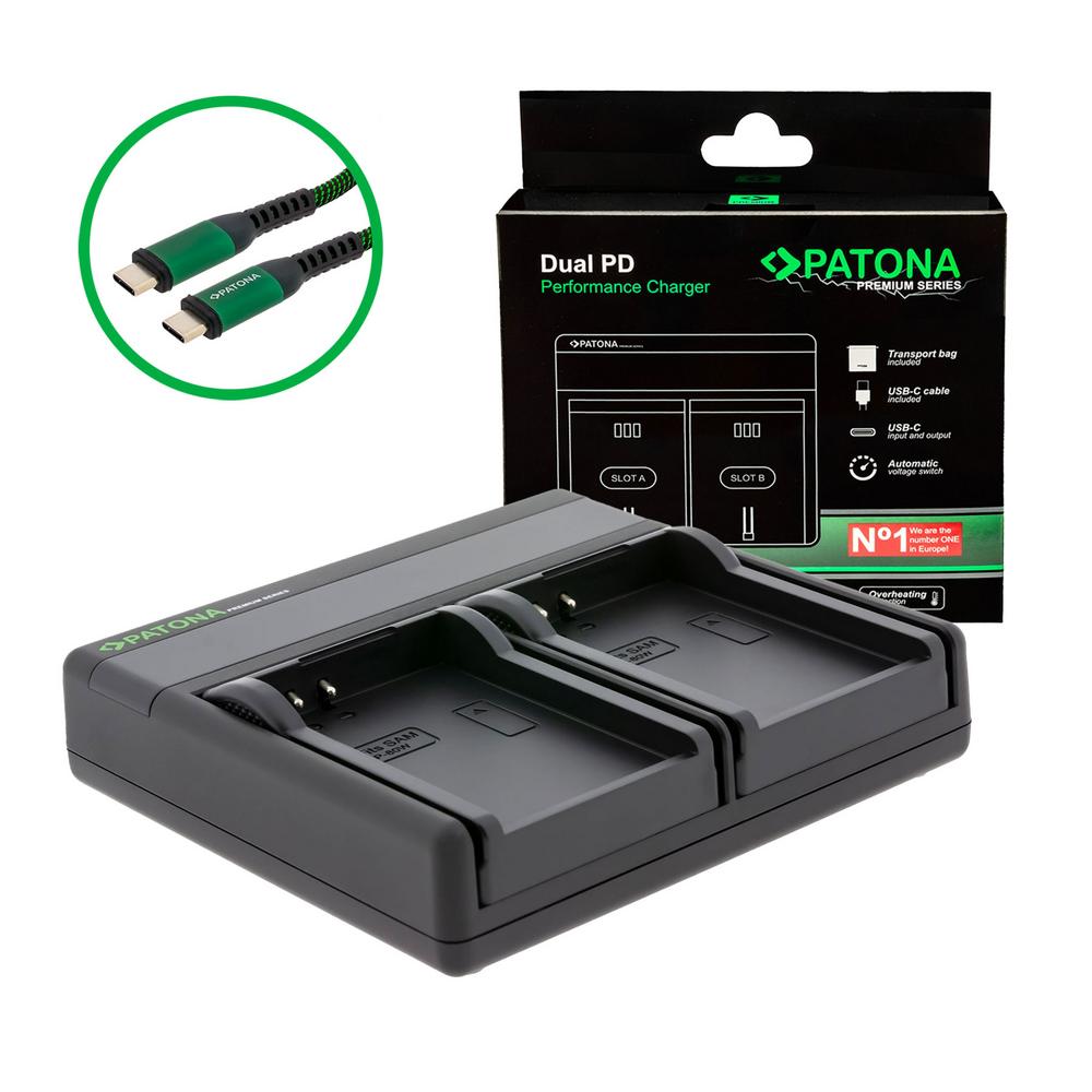 PATONA Premium Dual PD Performance Caricabatterie per Samsung BP-80W con ingresso/uscita USB‑C