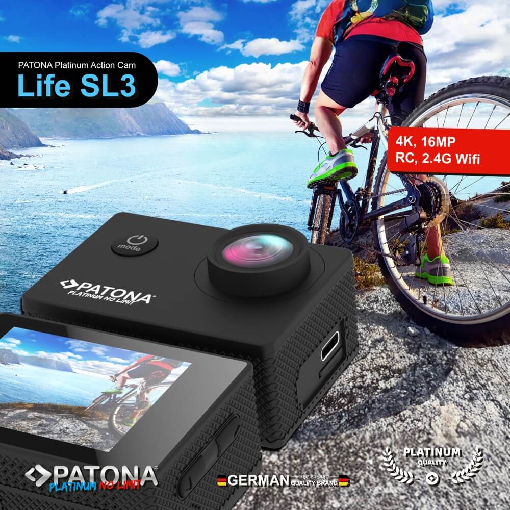 PATONA Platinum Action Cam Life SL3 4K 120fps 16mp 120° 4G+IR RC Wifi APP many accessories