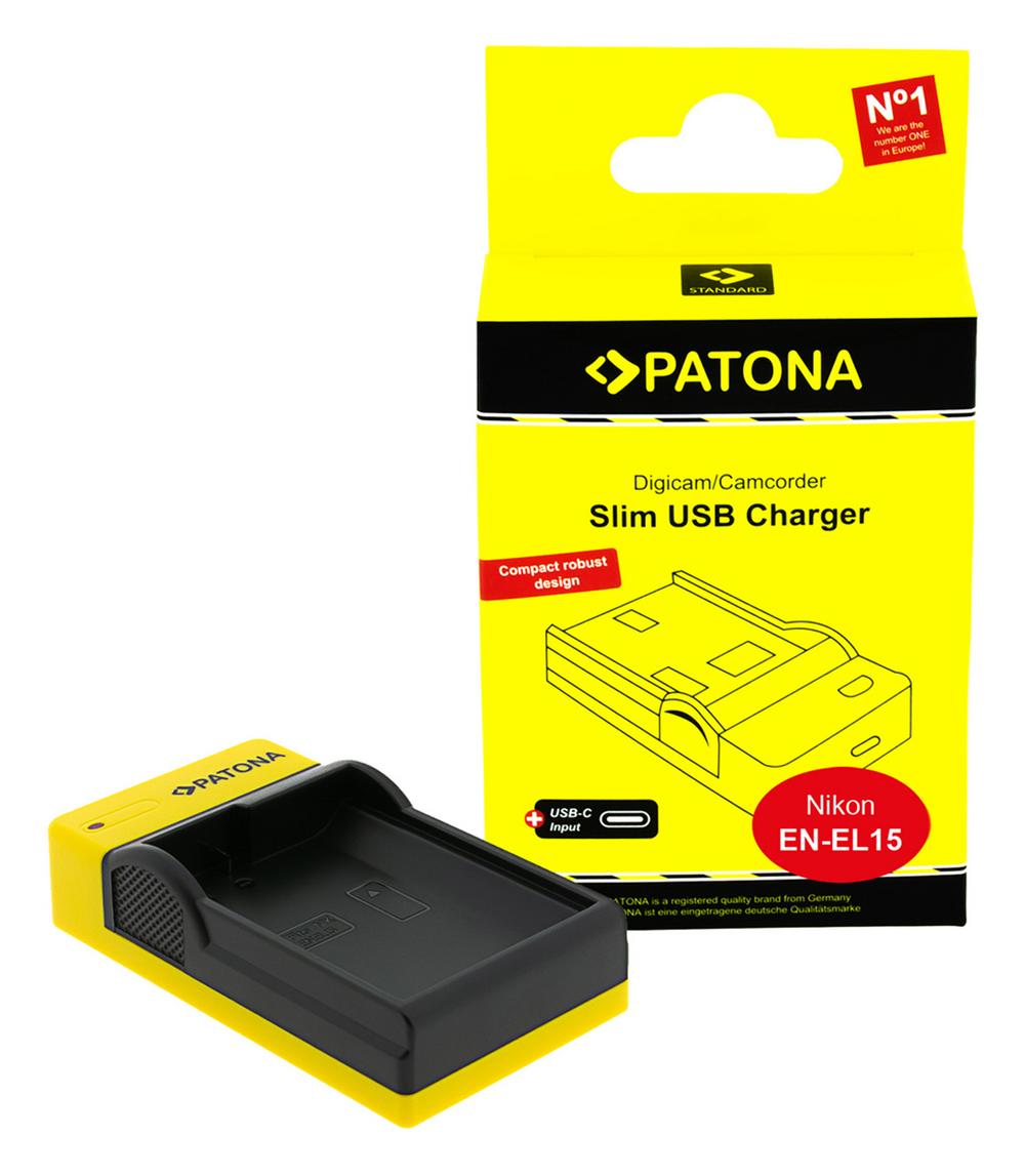 PATONA Slim Caricatore USB con ingresso USB‑C per Nikon EN‑EL15 D600 D610 D7000 D7100 D800 PATONA Slim Caricatore USB con ingresso USB‑C per Nikon EN‑EL15 D600 D610 D7000 D7100 D800