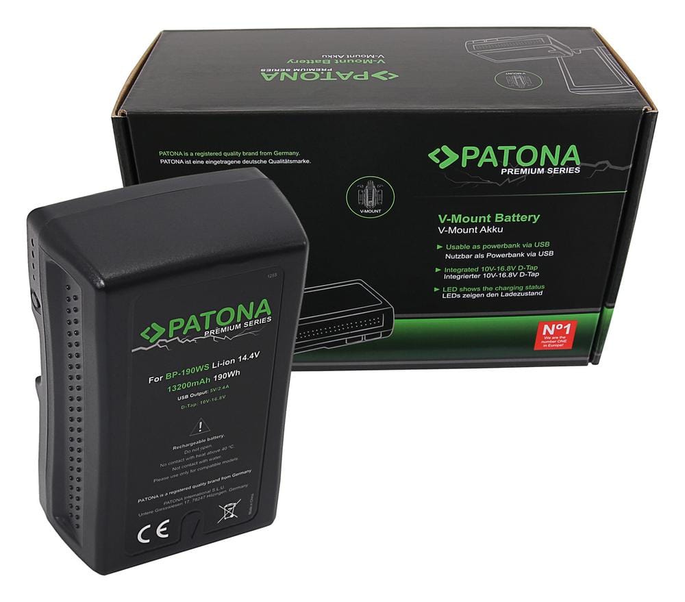 PATONA Premium V‑Mount 190Wh Battery for Sony BP190WS DSR 250P 600P 650P 652P PATONA Premium V‑Mount 190Wh Battery for Sony BP190WS DSR 250P 600P 650P 652P