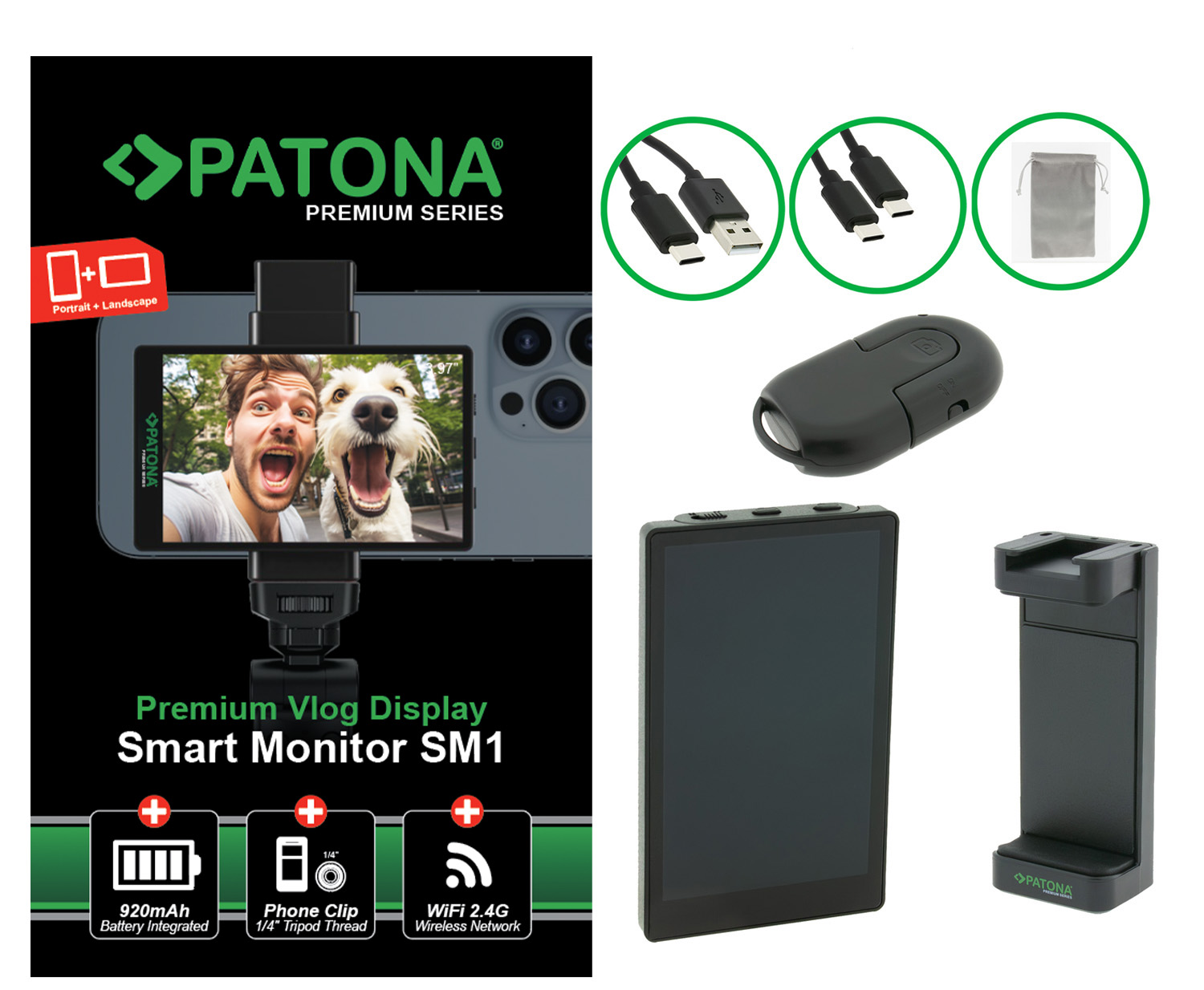 PATONA Premium Vlog Display Smart Monitor SM1 – Zewnętrzny Monitor Selfie dla Kamery Smartfona PATONA Premium Vlog Display Smart Monitor SM1 – Zewnętrzny Monitor Selfie dla Kamery Smartfona