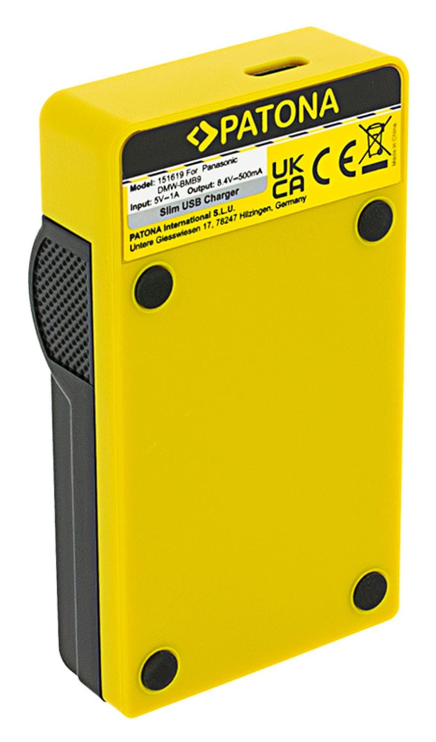PATONA Slim Carregador USB com entrada USB‑C para Leica V‑Lux, V‑Lux 2, VLux 2 II e Panasonic DMW‑BMB9 PATONA Slim Carregador USB com entrada USB‑C para Leica V‑Lux, V‑Lux 2, VLux 2 II e Panasonic DMW‑BMB9