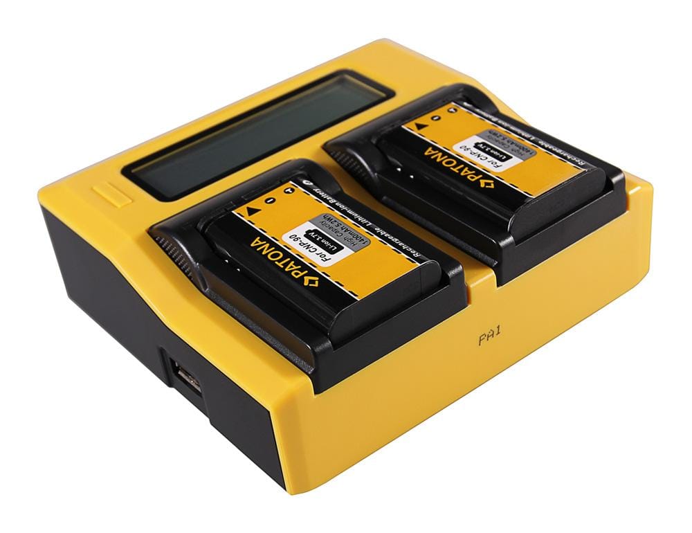 Chargeur USB Dual LCD PATONA pour Casio NP-90 Exilim EXH10 EX-H10