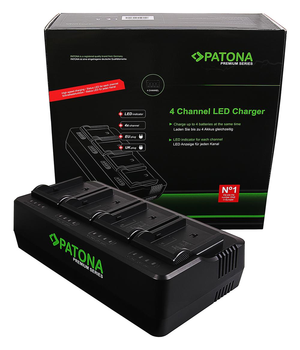 PATONA Premium Ładowarka 4‑kanałowa dla Sony BP-U30 BP-U60 BP-U90 BP-U95