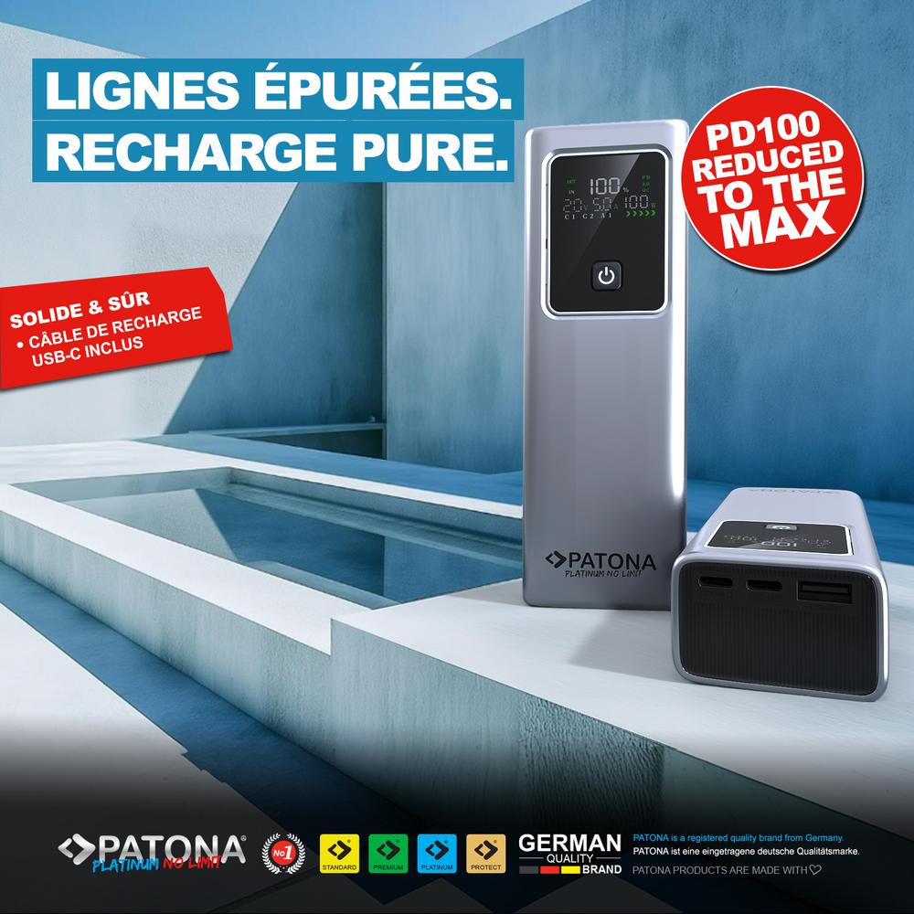 PATONA Platinum Powerbank Luxury One PD100W 20,000 mAh 2 USB‑C PD3.0 + 1 USB‑A PATONA Platinum Powerbank Luxury One PD100W 20,000 mAh 2 USB‑C PD3.0 + 1 USB‑A